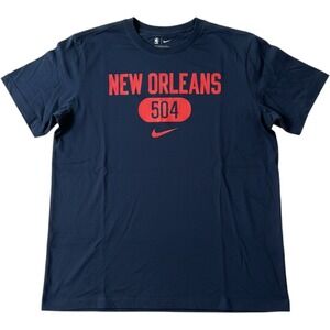 Nike NBA New Orleans Pelicans 504 Dri-FIT Shirt Mens Large‎ Navy Blue Tee